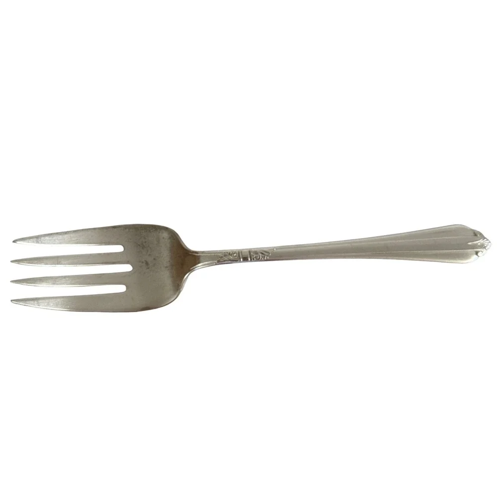 Vintage 1939 Starlight Stratford Plate Cold Meat Serving Fork Silverplate 8 5/8